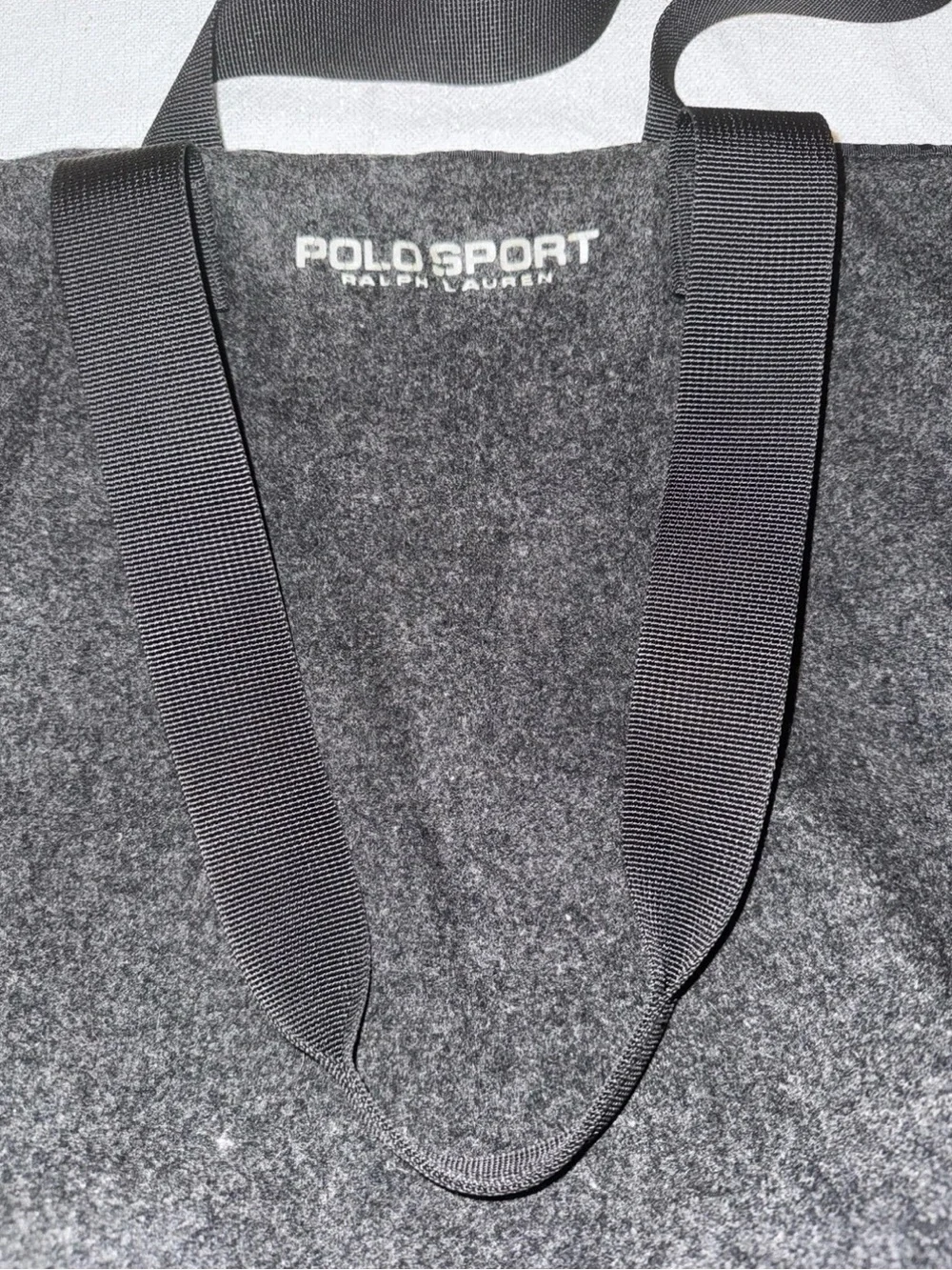 Vintage 1990s Polo Sport Ralph Charcoal Gray Lauren Wool Flannel Tote